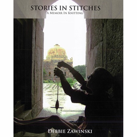 cover of the book stories in stiches with woman spinning in shadow in india